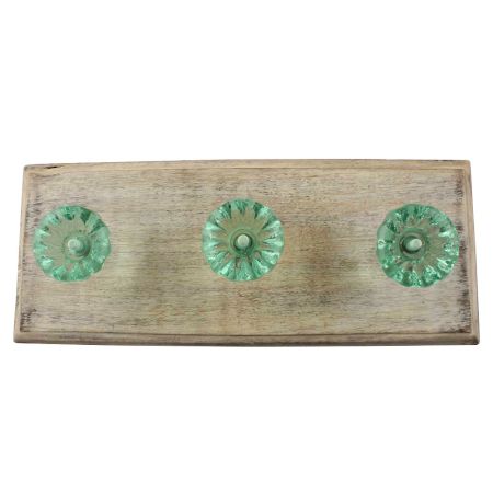 Mint Paneled Sides Glass Wooden Hooks